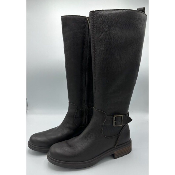 Ugg Harrison Tall Stout Leather Boot Size 6.5 Womens Brown Riding Boots - Picture 1 of 8